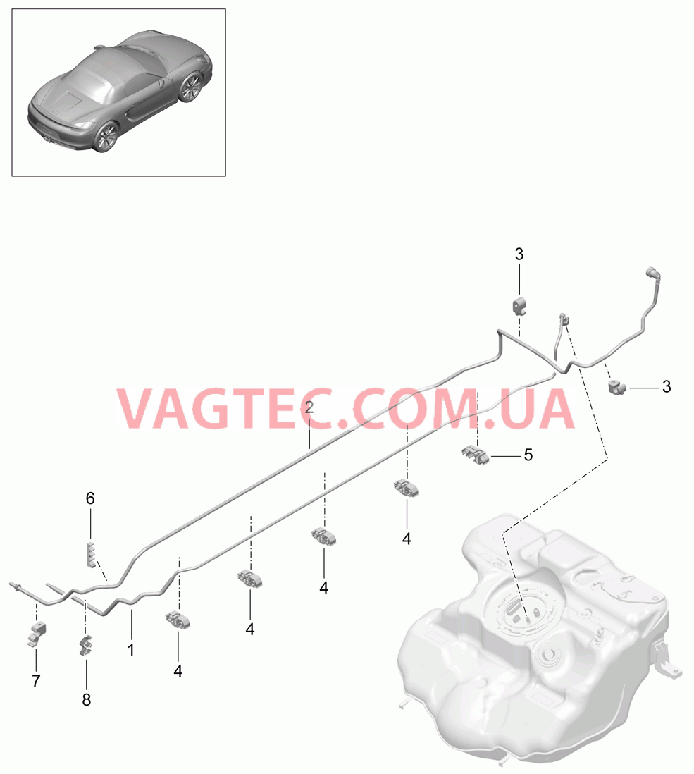 201-005 Топливная система, передний для PORSCHE Boxster 2012-2016USA