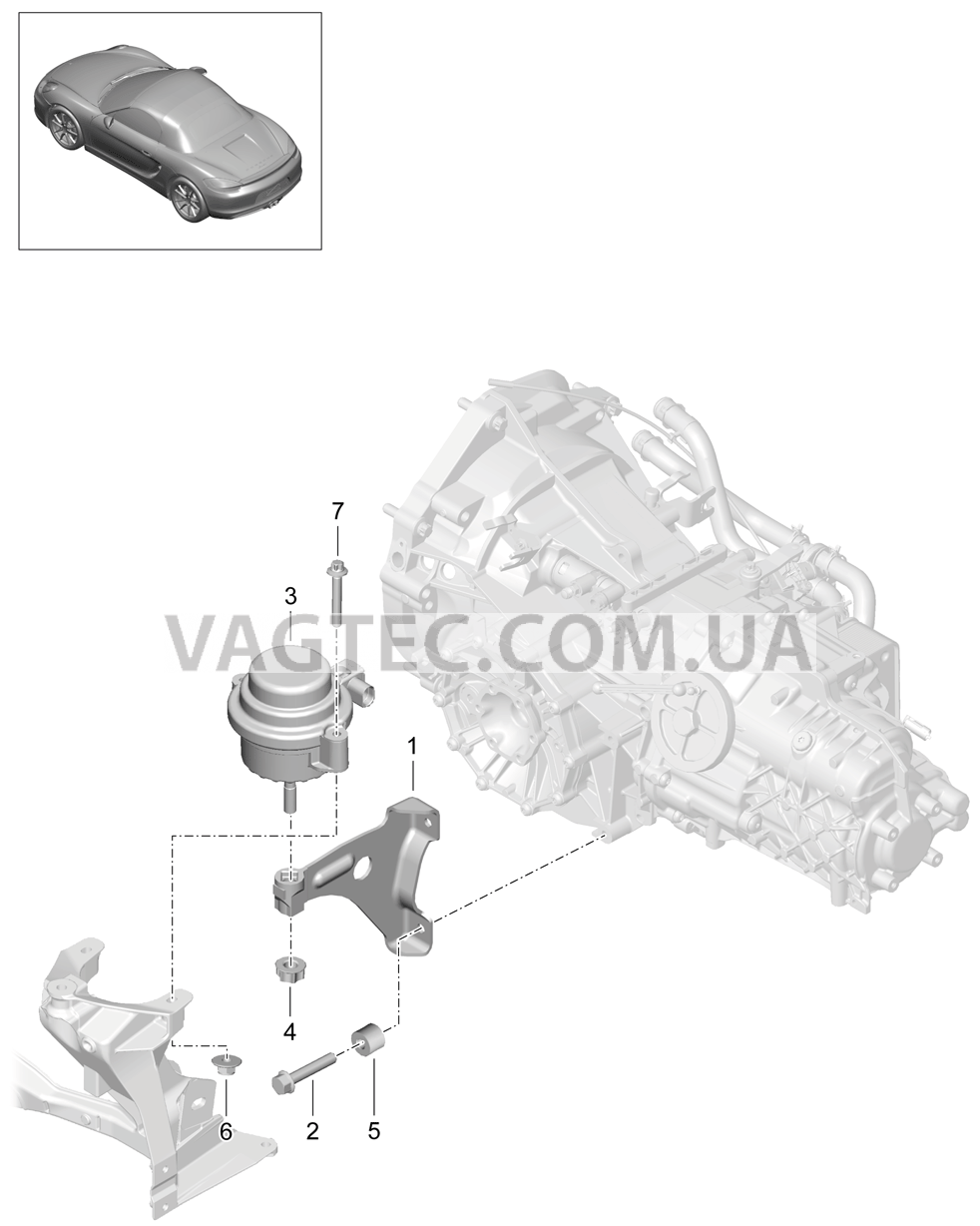 306-000 Подвеска коробки передач, Резьбовое соед., Двигатель для PORSCHE Boxster 2012-2016USA