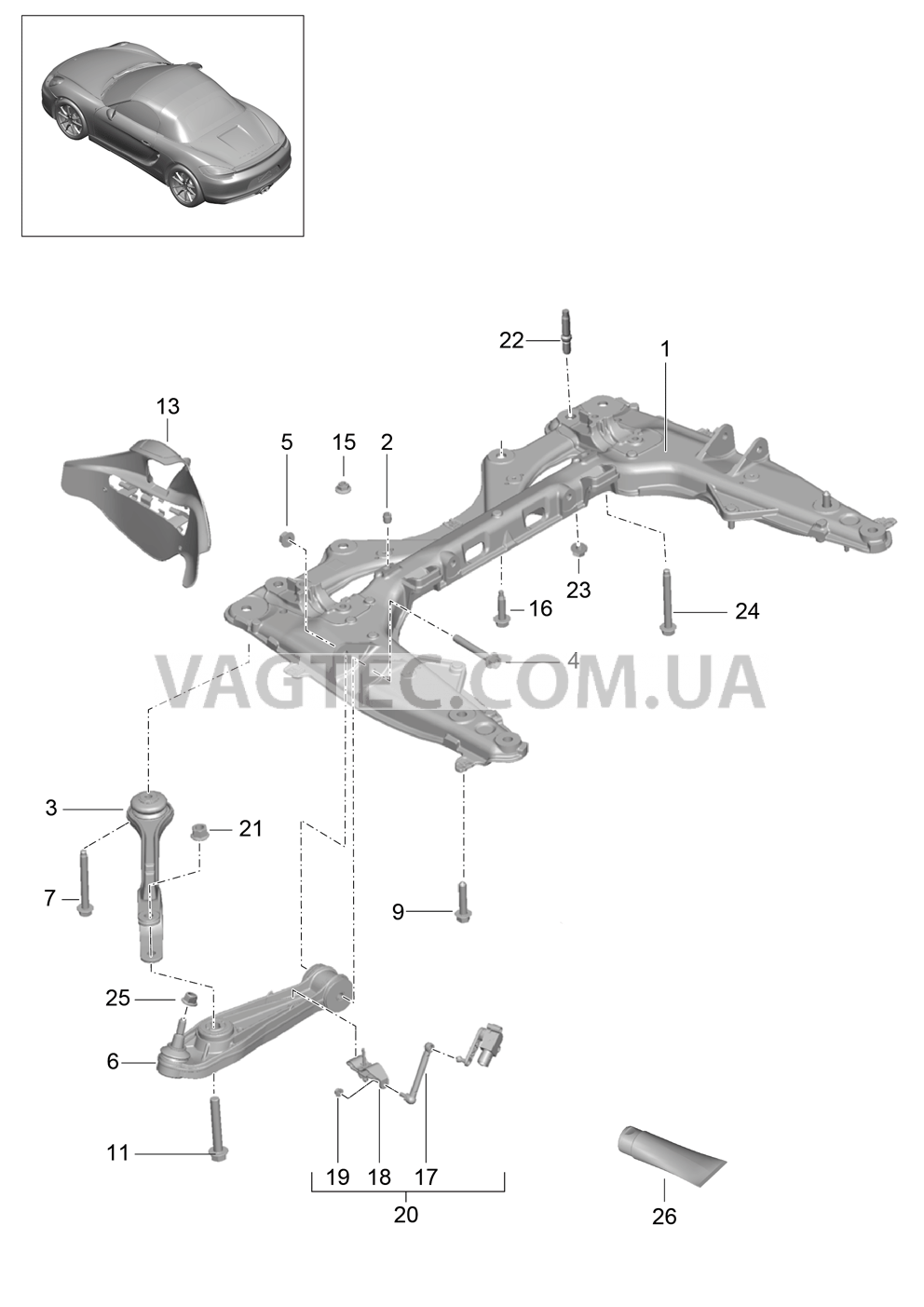 401-000 Поперечина, Поперечный рычаг для PORSCHE Boxster 2012-2016