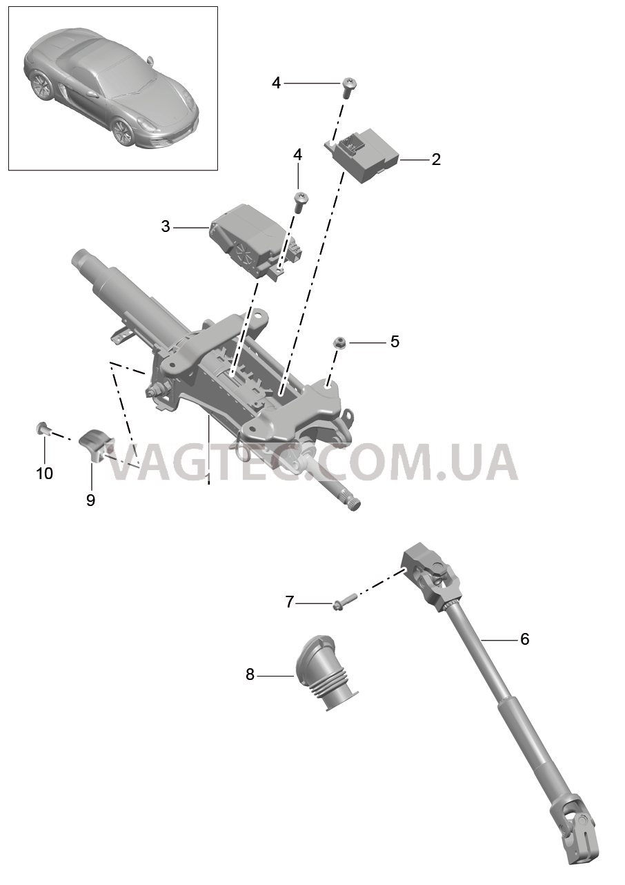 403-006 Рулевая колонка, Рулевой вал для PORSCHE Boxster 2012-2016