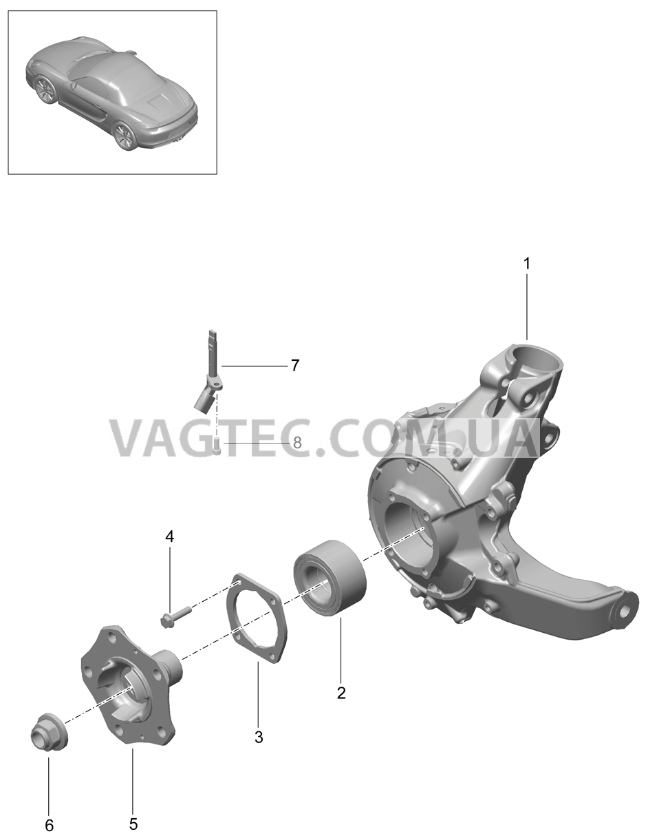 501-000 Задняя ось, Корпус подшипника ступицы, Ступица для PORSCHE Boxster 2012-2016USA