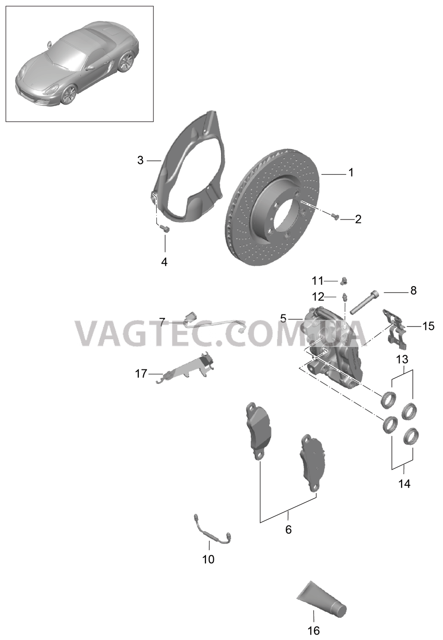 602-000 Дисковой тормоз, Передняя ось для PORSCHE Boxster 2012-2016USA