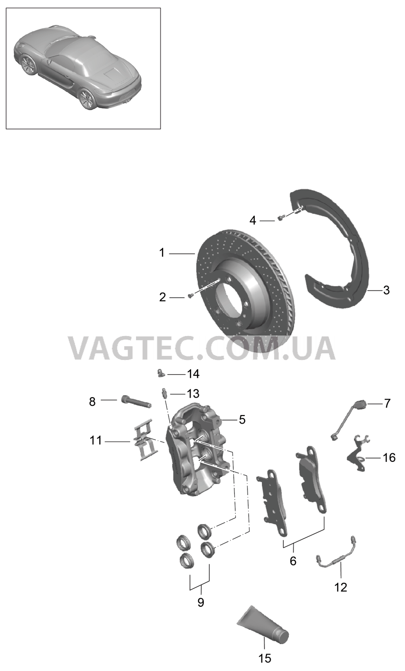 603-000 Дисковой тормоз, Задняя ось для PORSCHE Boxster 2012-2016USA