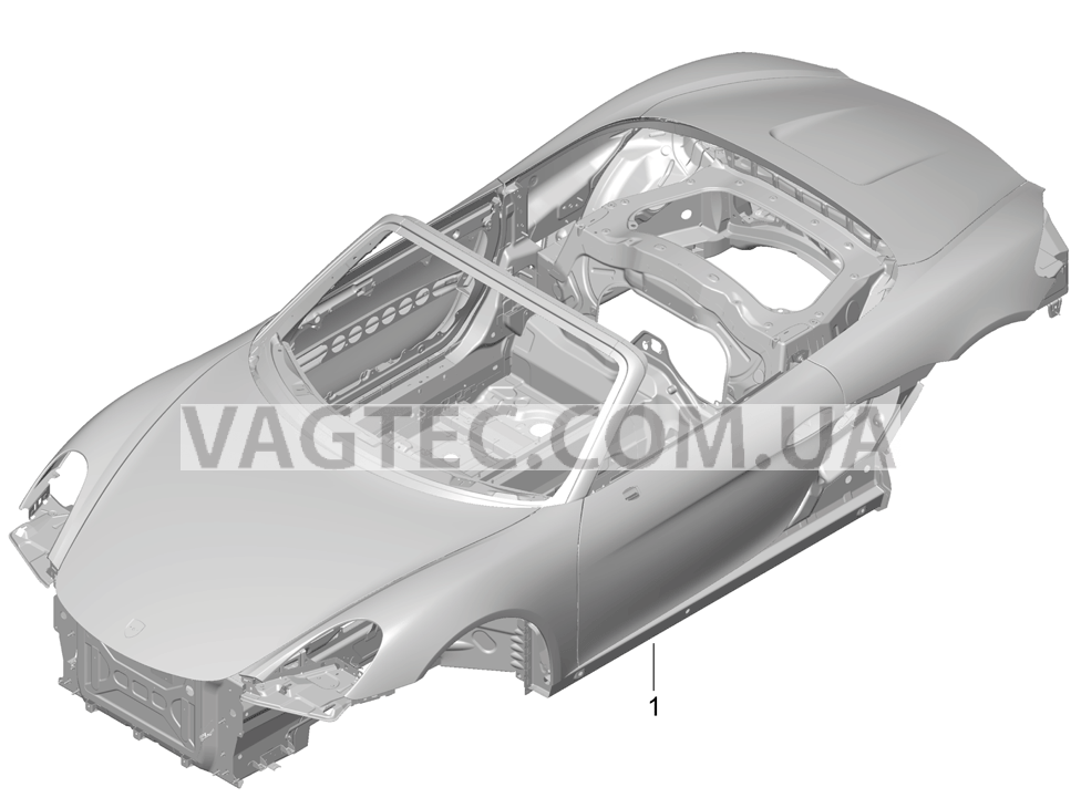 801-000 Силовая структура кузова для PORSCHE Boxster 2012-2016