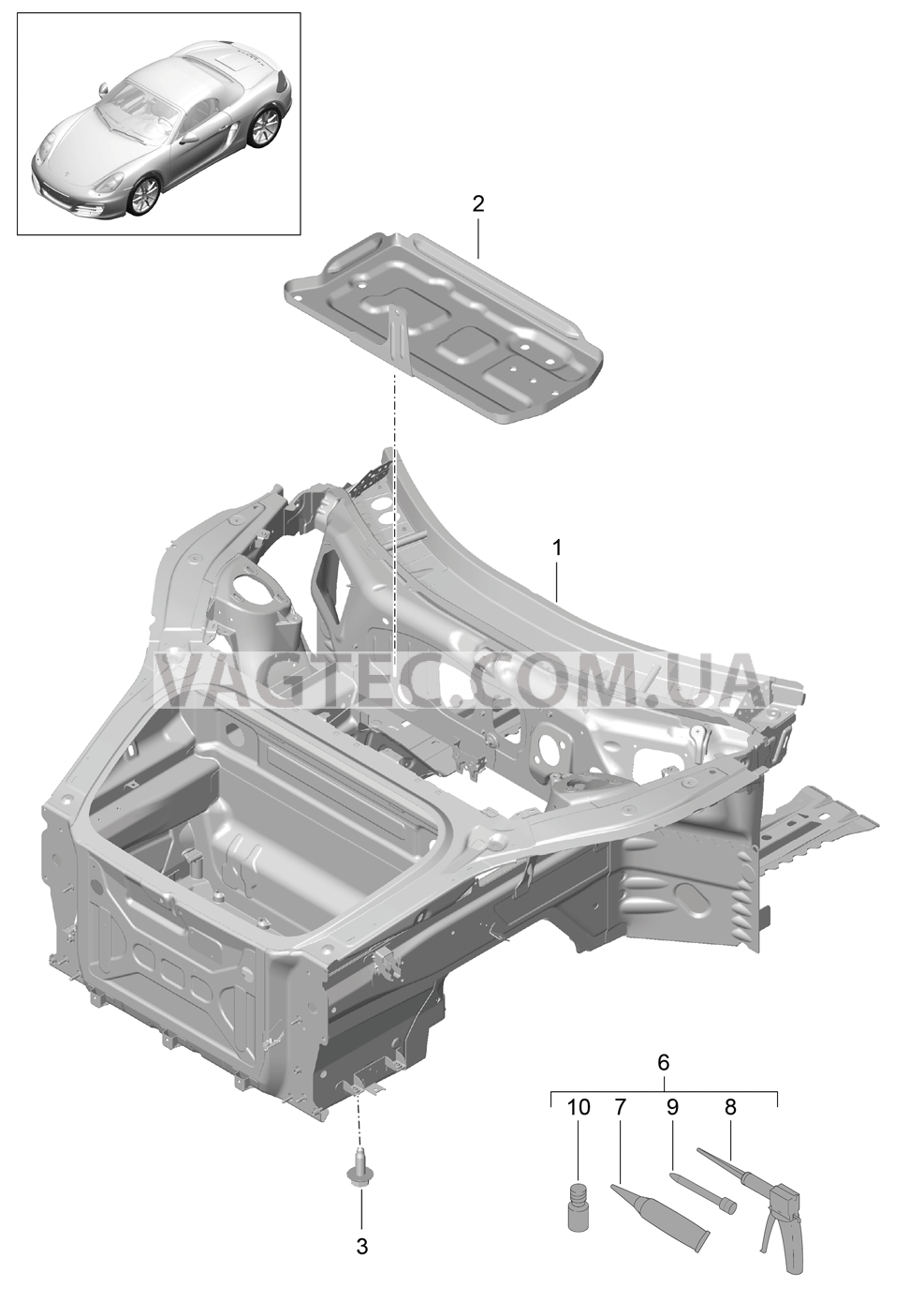 801-005 Передняя часть кузова, полный для PORSCHE Boxster 2012-2016USA