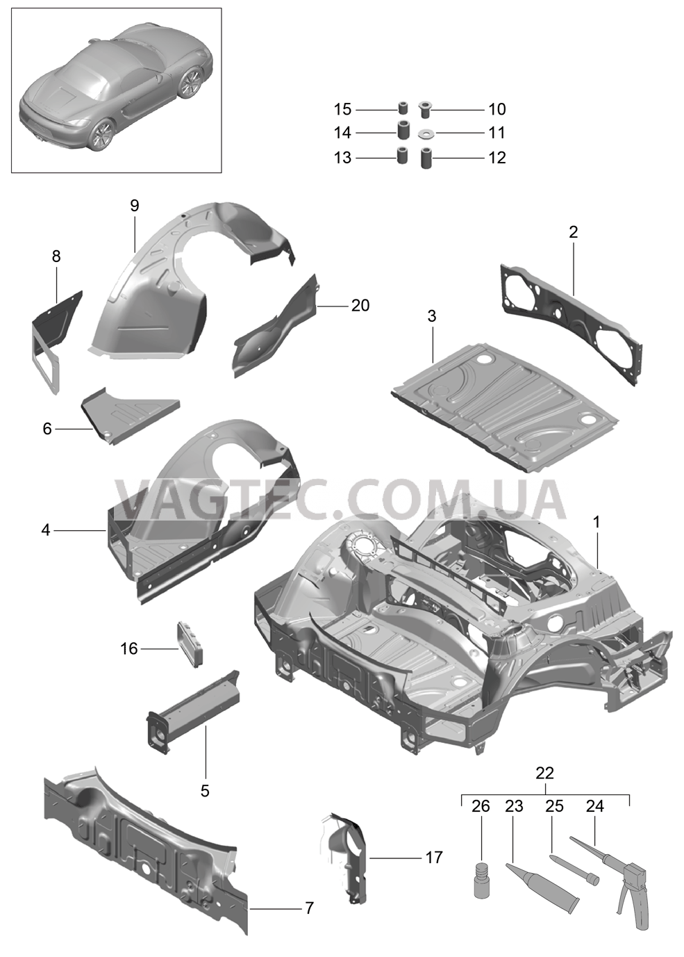 801-035 Задняя подвеска для PORSCHE Boxster 2012-2016