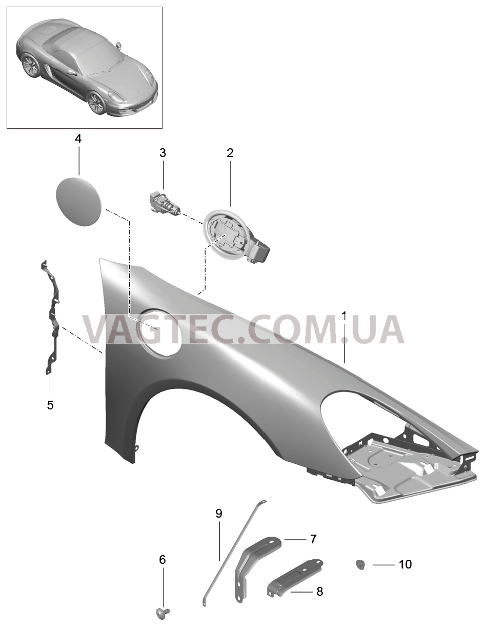 801-040 Крыло для PORSCHE Boxster 2012-2016