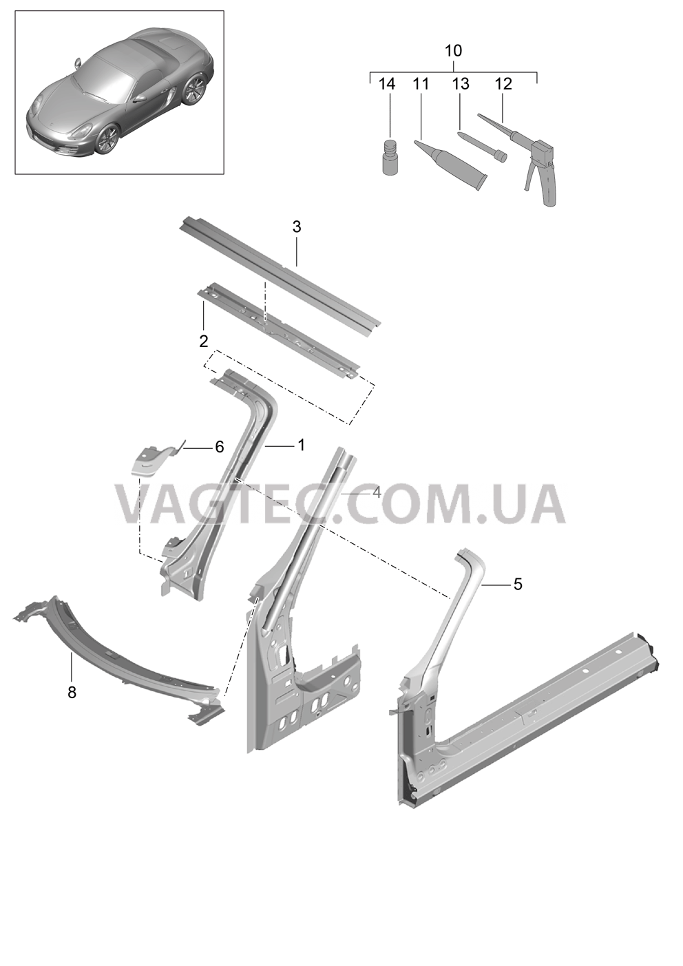 801-045 Обтекатель для PORSCHE Boxster 2012-2016USA