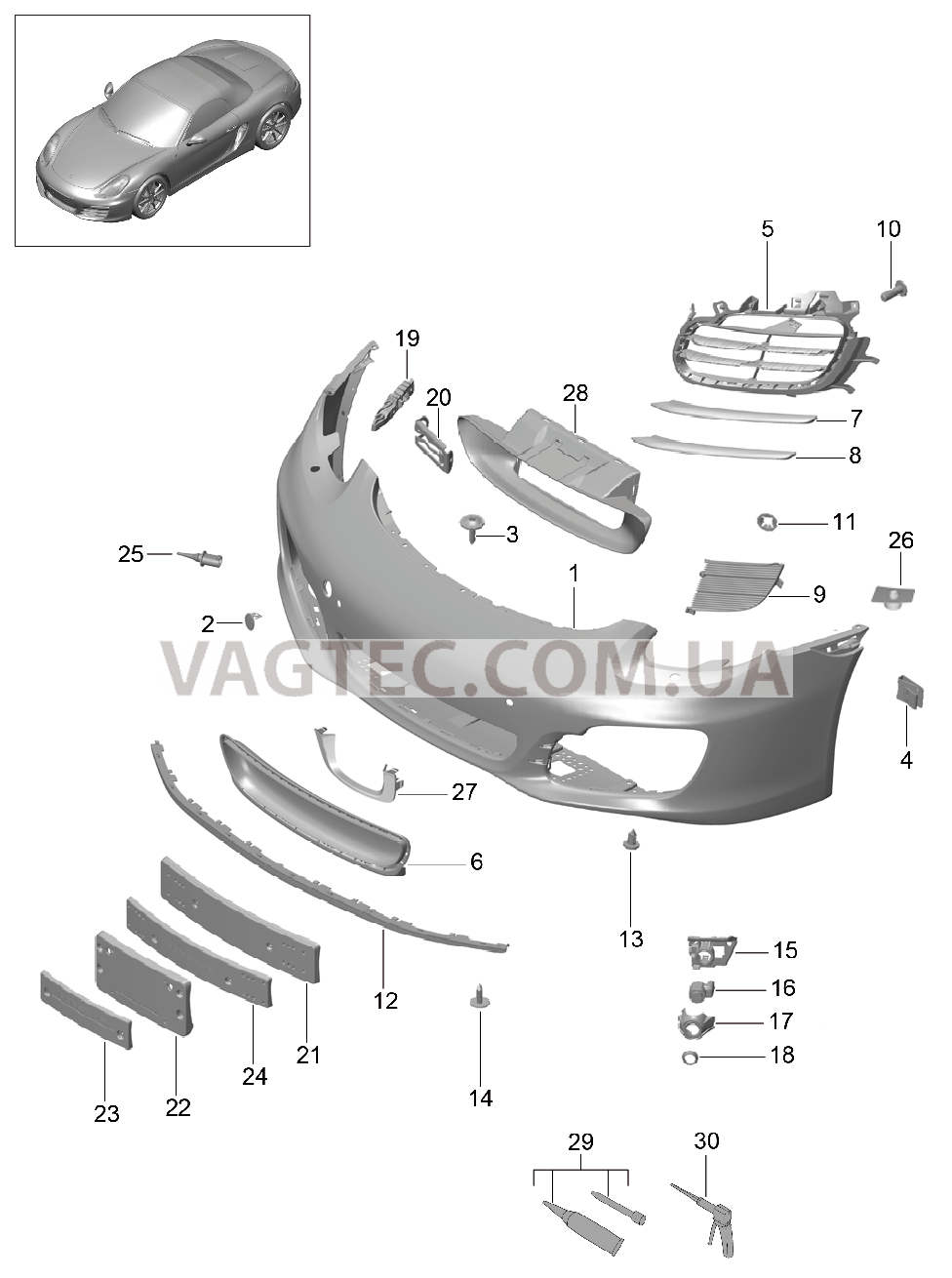 802-000 Бампер, передний
						
						-IXAT/-I011 для PORSCHE Boxster 2012-2016