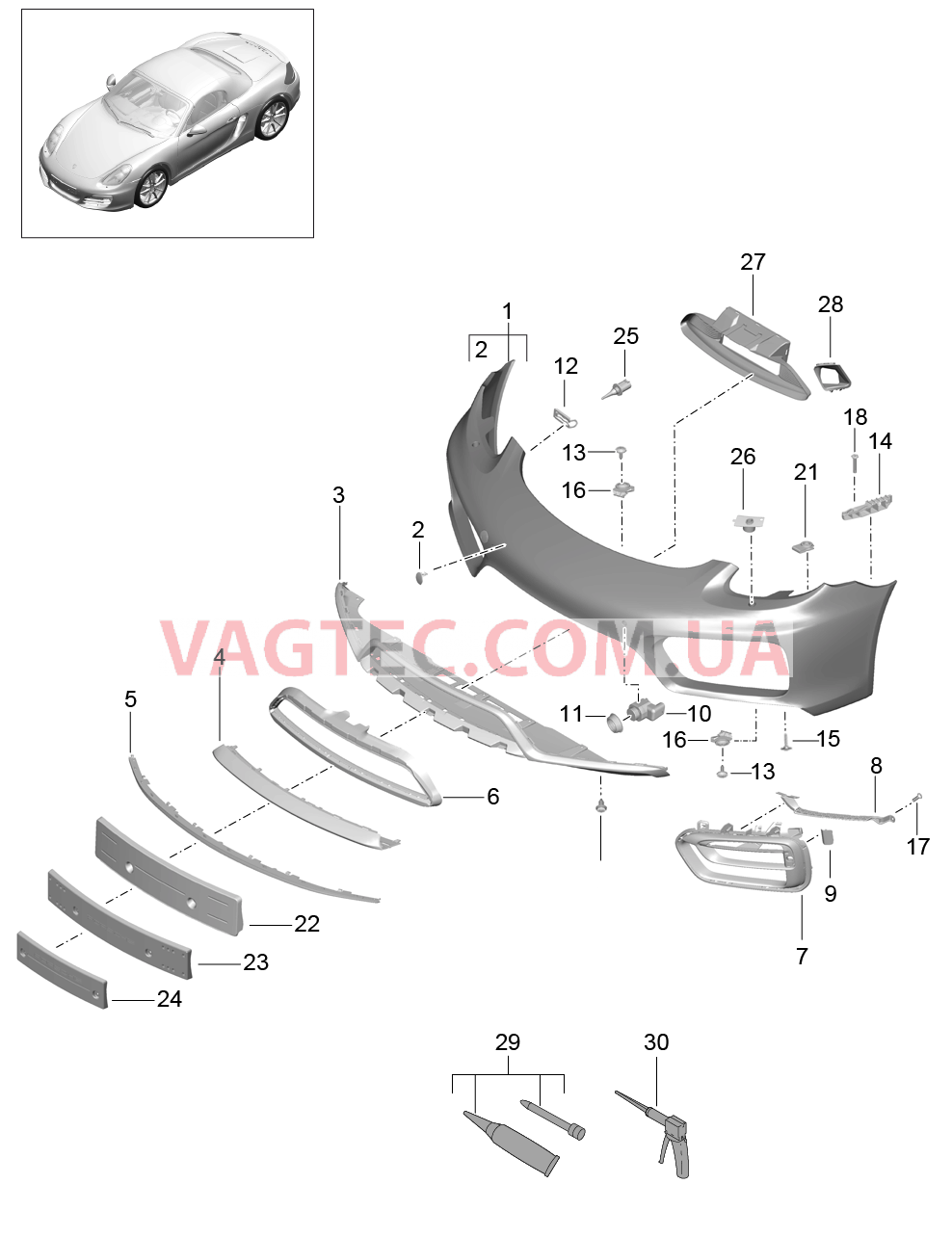 802-001 Бампер, от
						
						I011 для PORSCHE Boxster 2012-2016