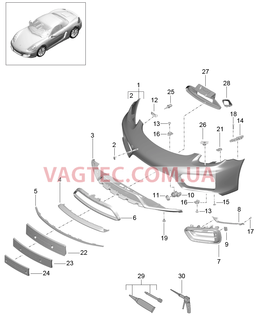 802-002 Бампер, от
						
						IXAT для PORSCHE Boxster 2012-2016USA