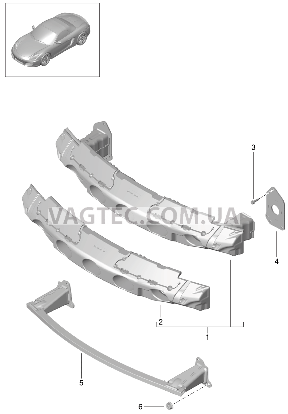 802-020 Кронштейн бампера, передний для PORSCHE Boxster 2012-2016