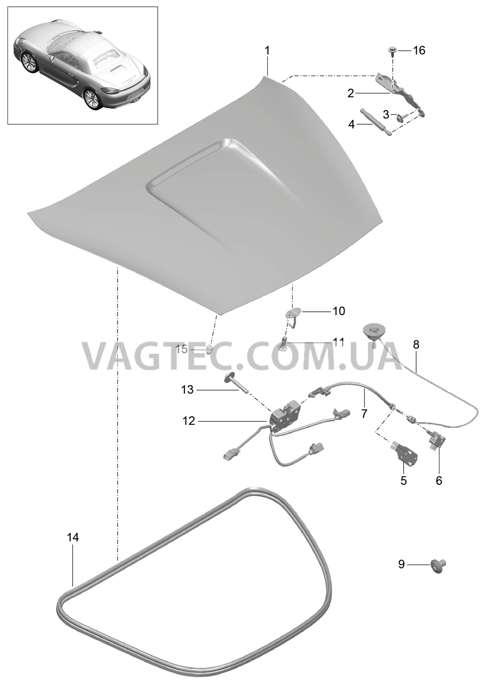 803-005 Крышка, задний для PORSCHE Boxster 2012-2016