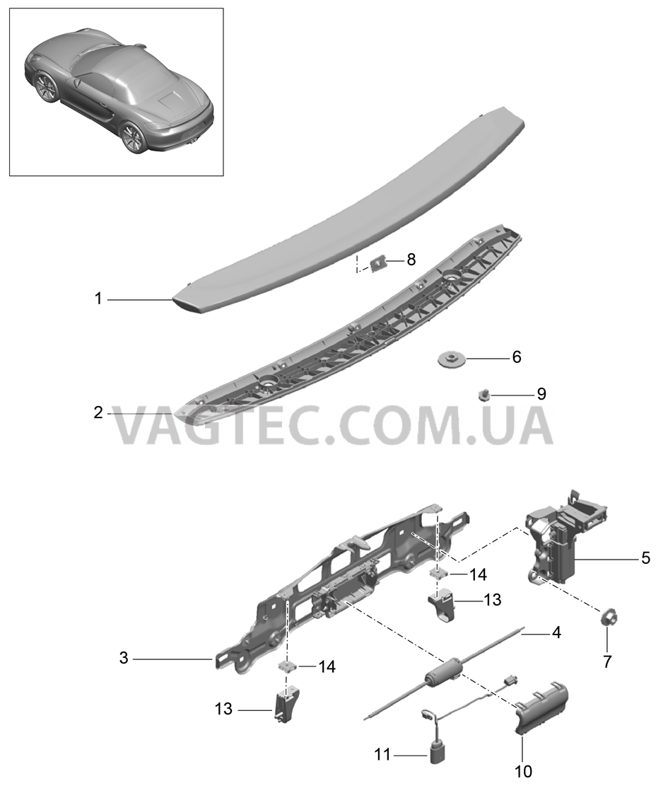 803-007 Задний спойлер для PORSCHE Boxster 2012-2016