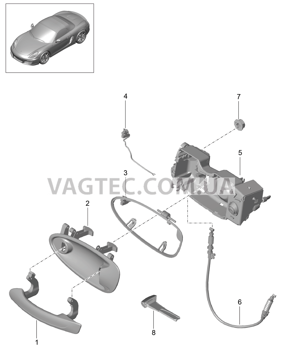 804-020 Рукоятка двери для PORSCHE Boxster 2012-2016