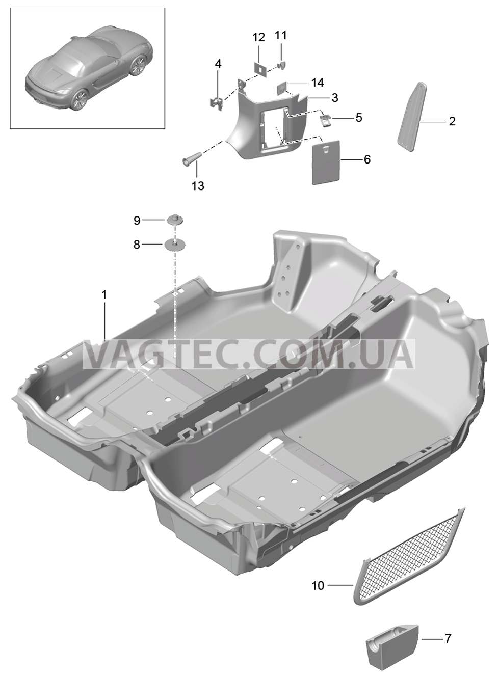 807-010 Накладка на днище для PORSCHE Boxster 2012-2016