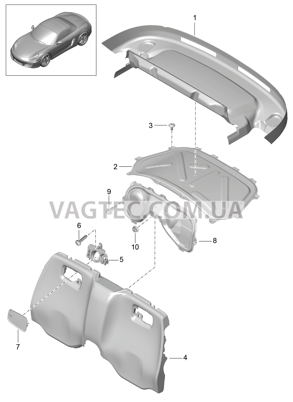 807-025 Обивки, Моторный отсек для PORSCHE Boxster 2012-2016