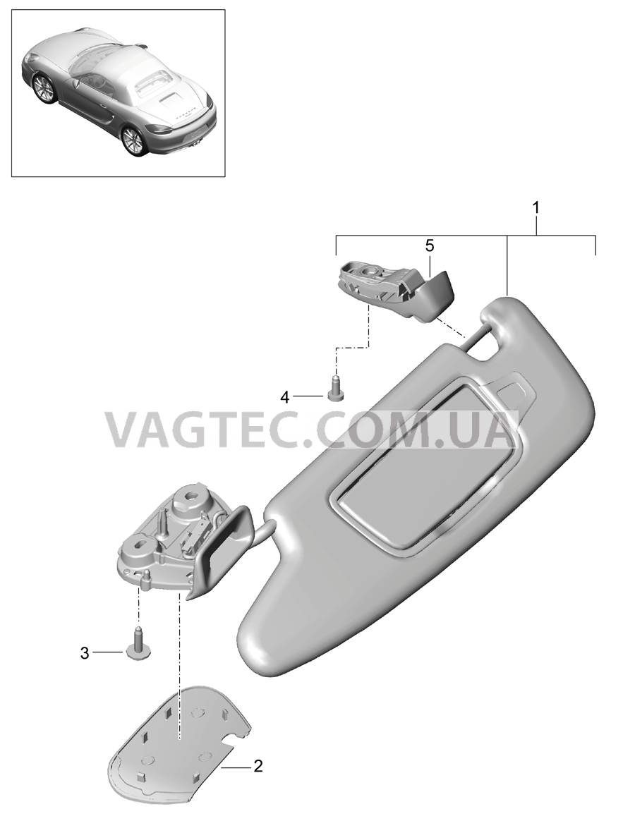 807-065 Солнцезащитные козырьки для PORSCHE Boxster 2012-2016USA