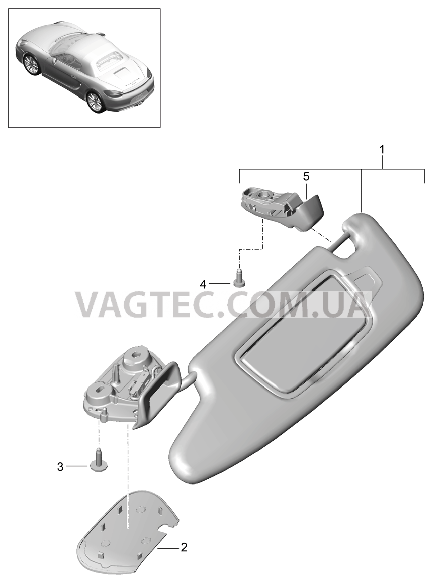 807-067 Солнцезащитные козырьки для PORSCHE Boxster 2012-2016USA