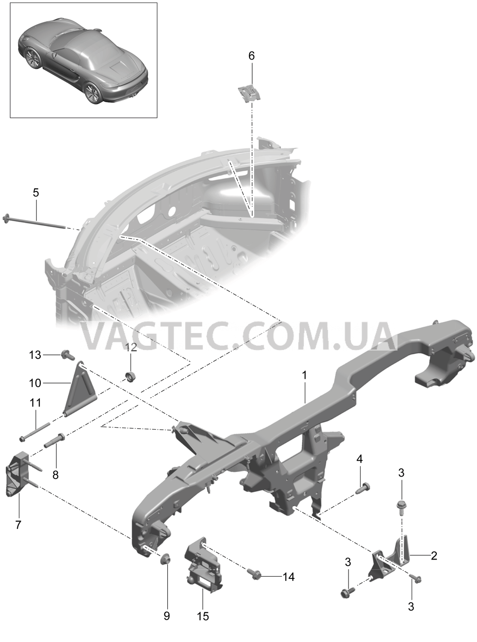 809-015 Несущий элемент, Панель приборов для PORSCHE Boxster 2012-2016USA