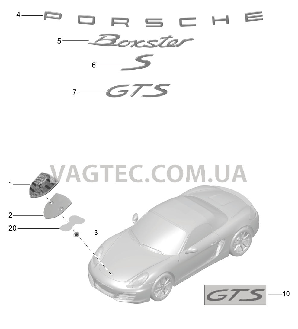 810-000 Надписи, Декоративные обшивки для PORSCHE Boxster 2012-2016USA