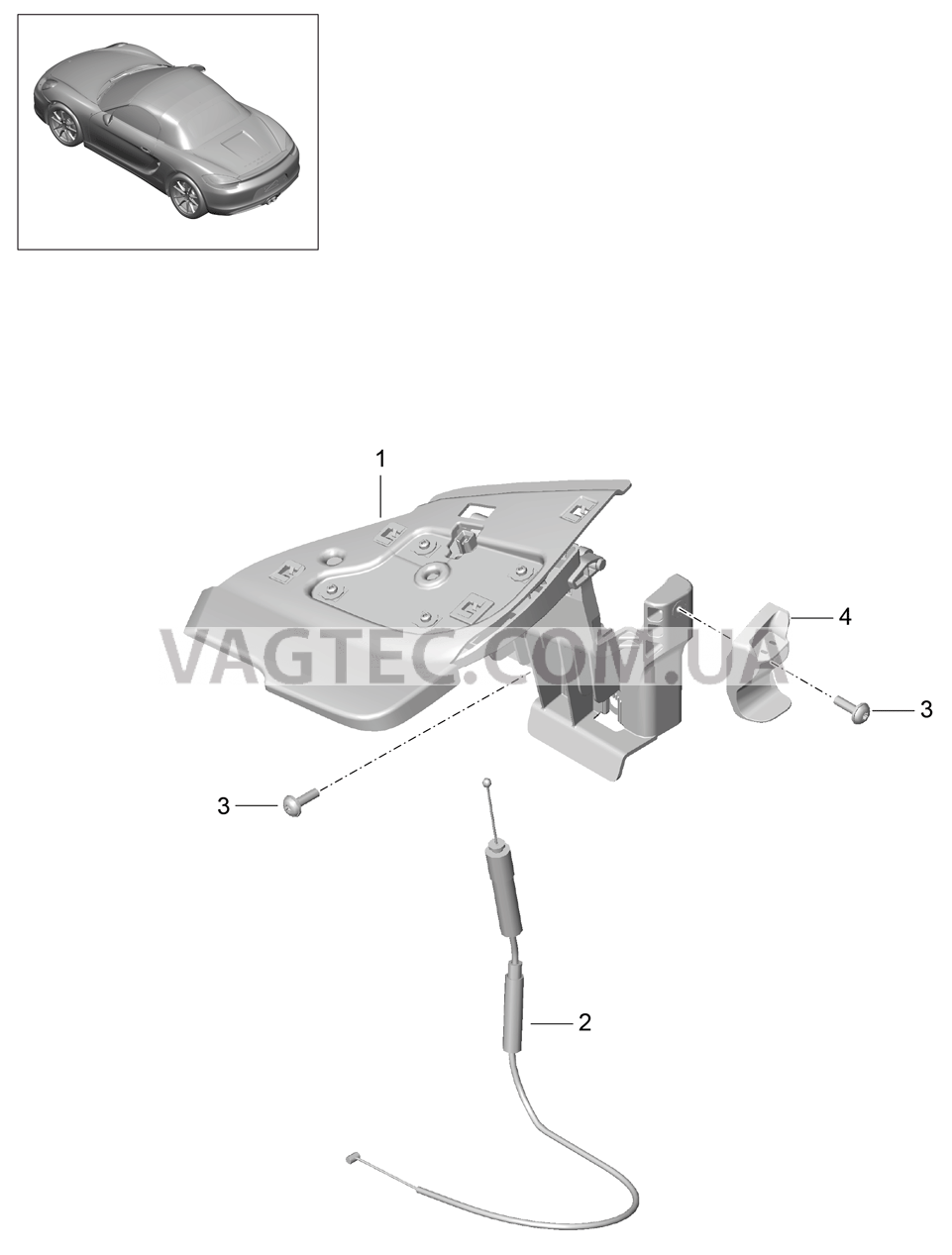 811-050 Заслонка, боковой, Складной верх для PORSCHE Boxster 2012-2016