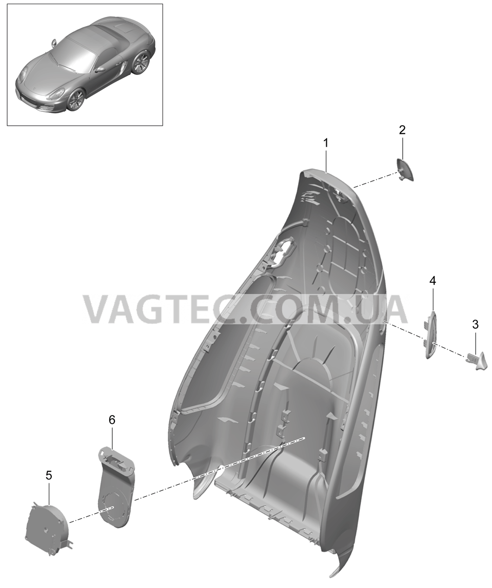 817-004 Каркас спинки, Спортивное сиденье, Детали для PORSCHE Boxster 2012-2016