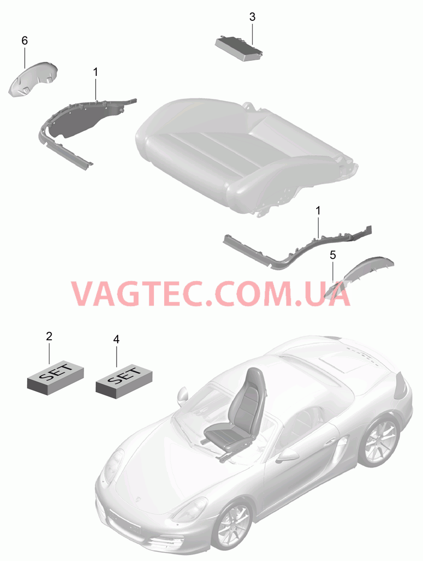 817-009 Держатель обивки, Рама, Опорная поверхность, Спортивное сиденье для PORSCHE Boxster 2012-2016USA