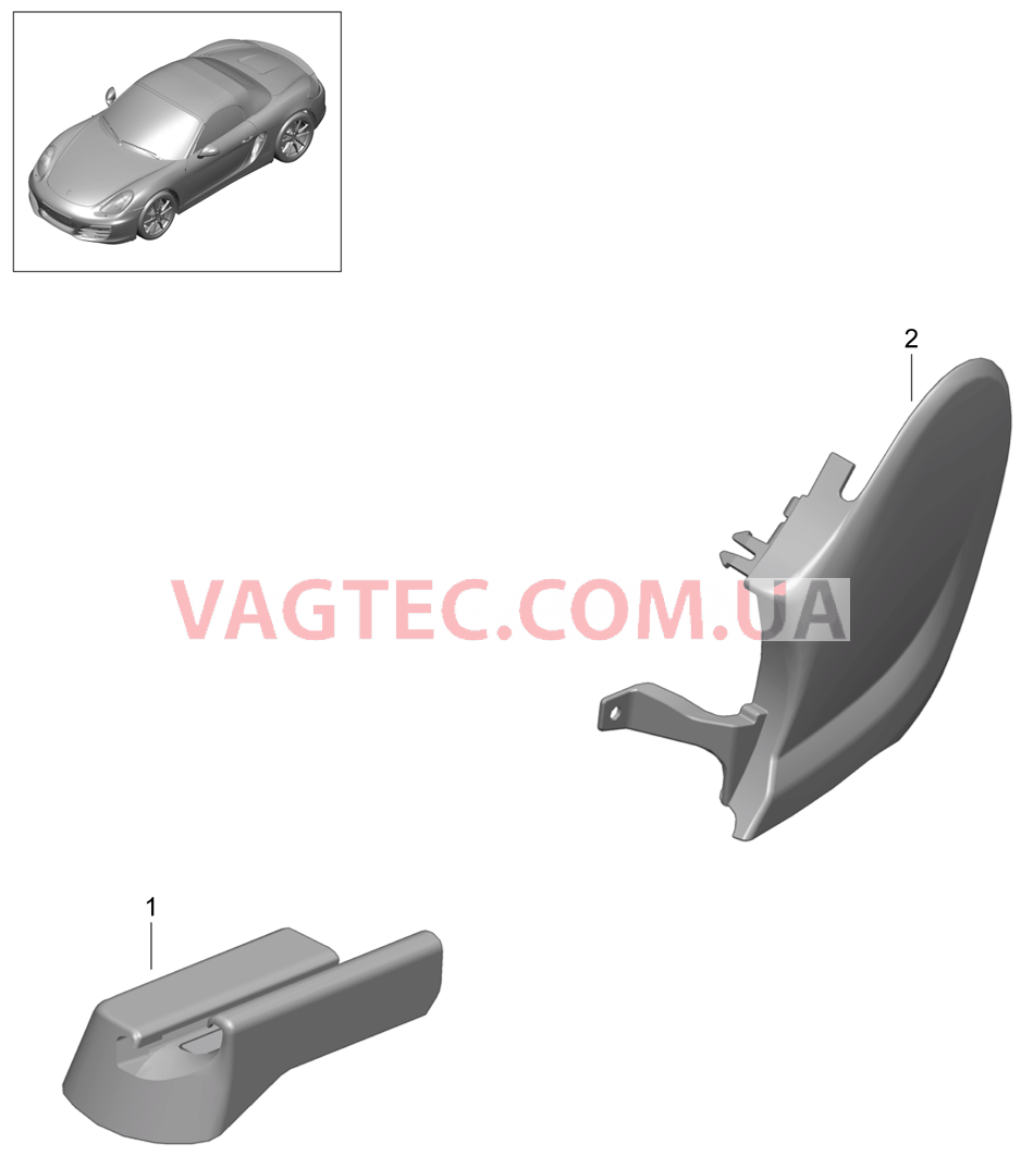 817-015 Спортивное сиденье PLUS, полный, Не поставляется, Панель, Предохранит.направляющ., Переднее сиденье для PORSCHE Boxster 2012-2016USA