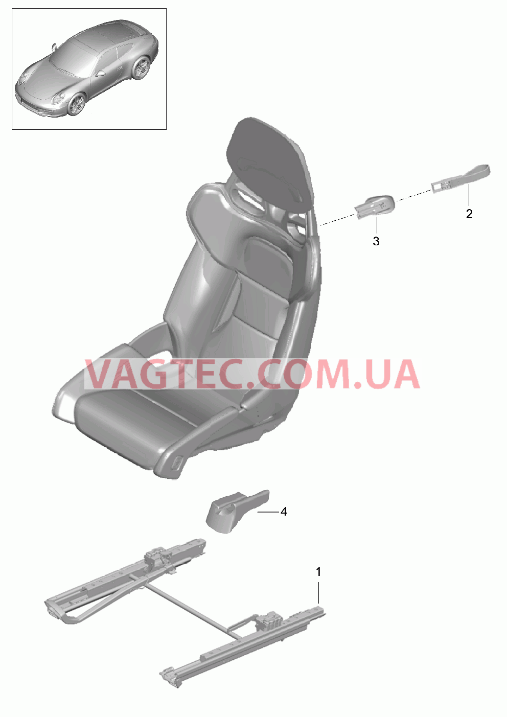 817-060 Ковшеобразное сиденье, складной, полный, Не поставляется для PORSCHE Boxster 2012-2016