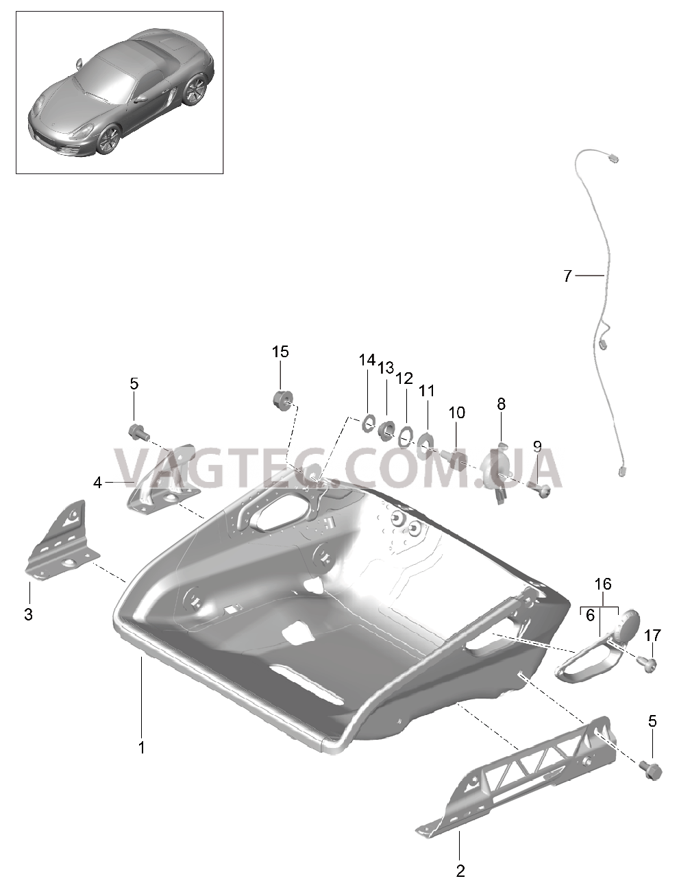 817-064 Ковшеобразное сиденье, складной, Регулятор сиденья, Детали для PORSCHE Boxster 2012-2016