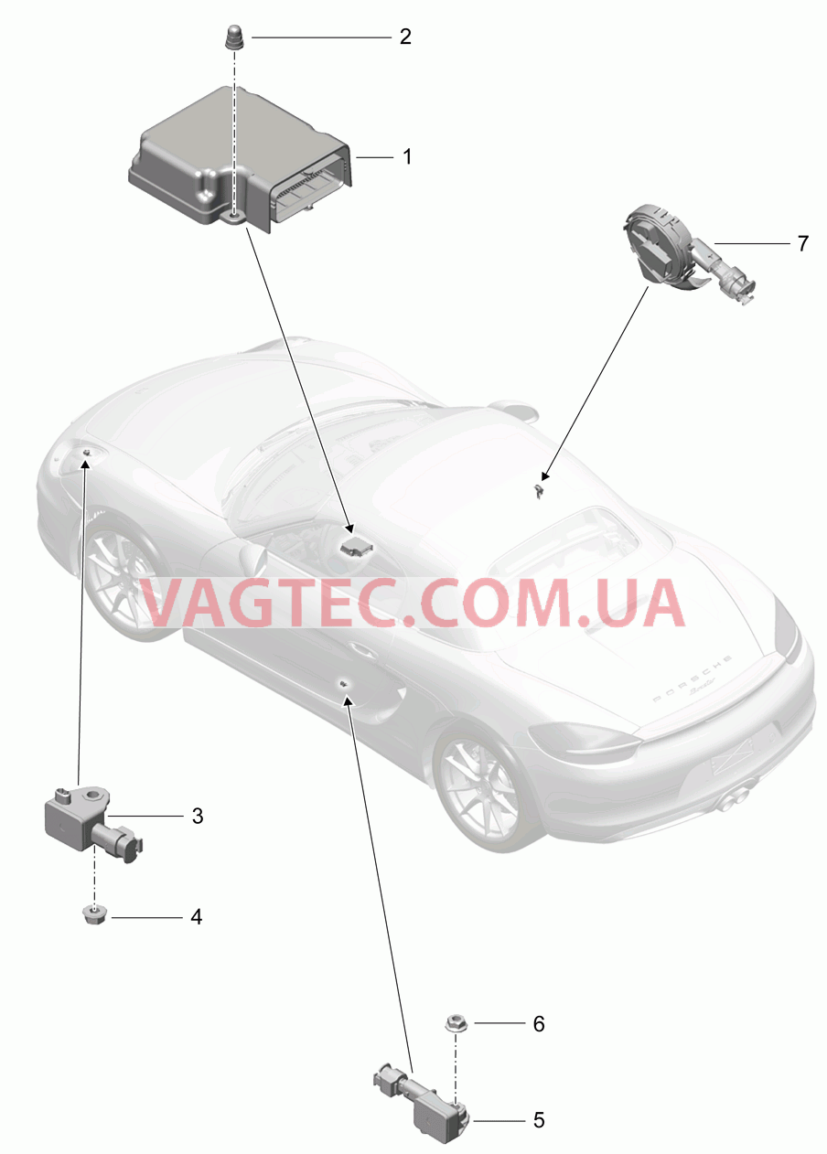 901-005 Блок управления, Датчик, Подушка безопасности для PORSCHE Boxster 2012-2016