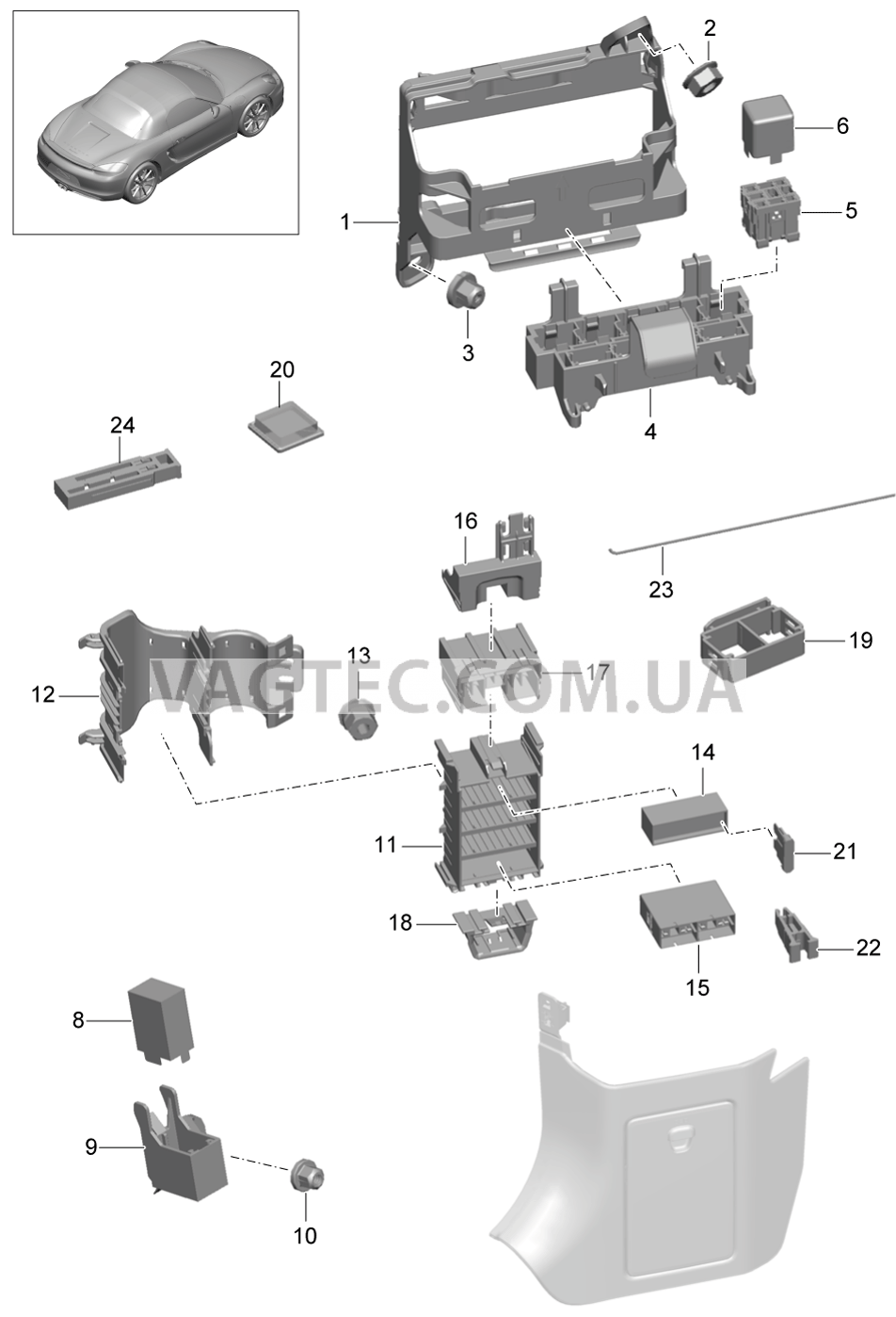 902-000 Блок упр. бортовой сети, Панель приборов для PORSCHE Boxster 2012-2016USA