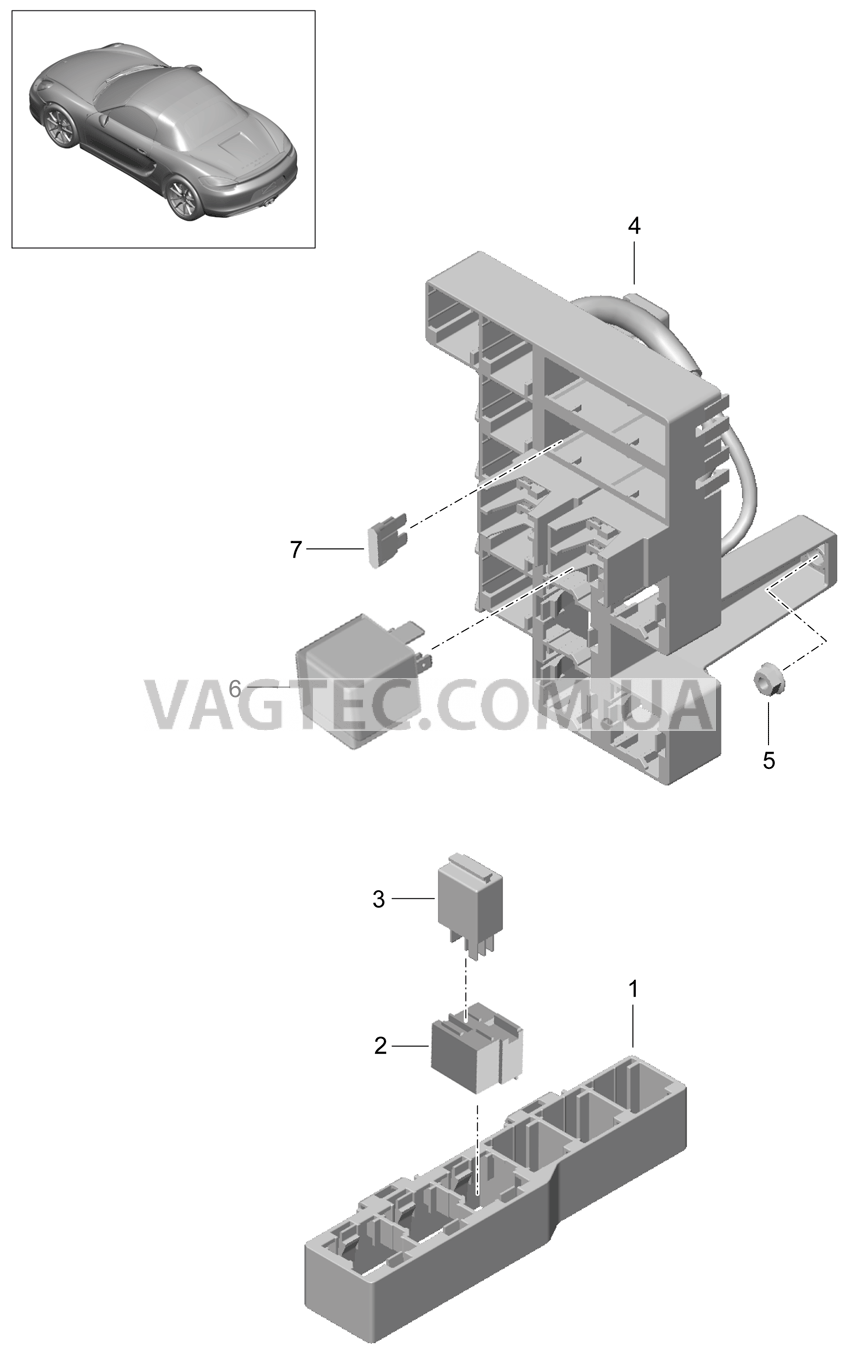 902-001 Блок упр. бортовой сети, Багажный отсек, задний для PORSCHE Boxster 2012-2016