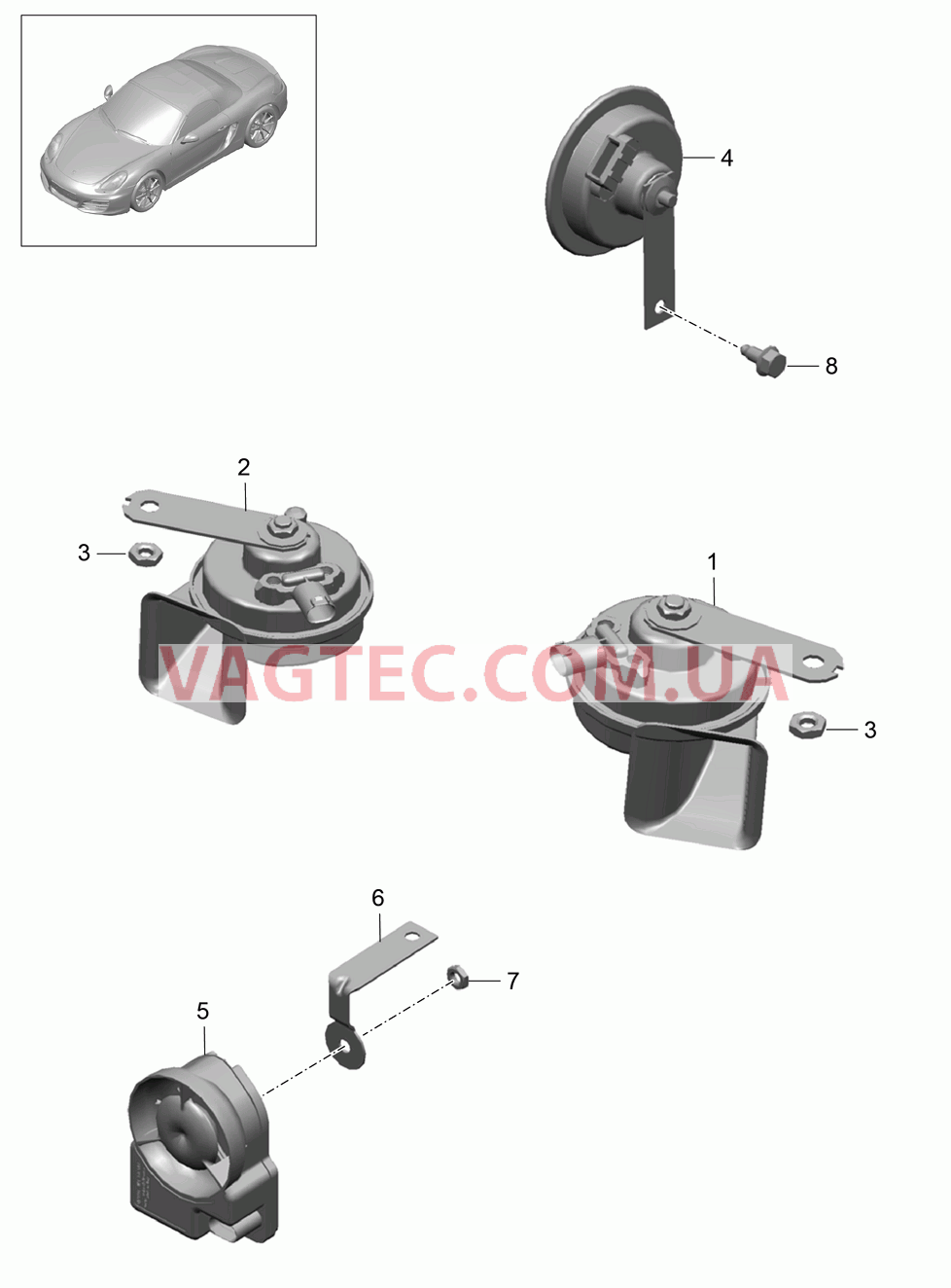 903-000 Звуков.сигнал, Звуковой сигнал для PORSCHE Boxster 2012-2016USA