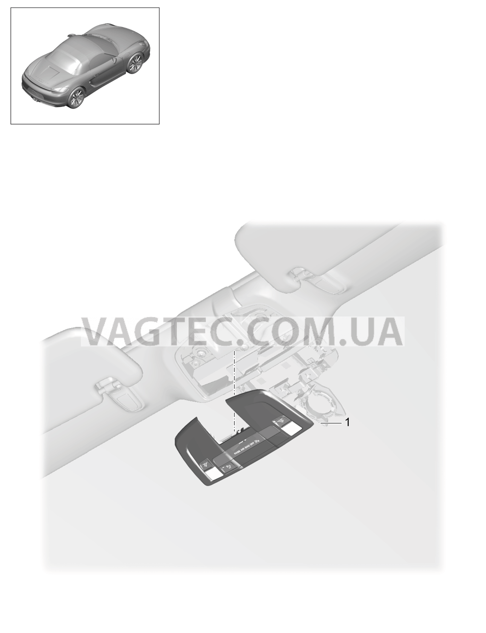 903-006 Консоль, Крыша для PORSCHE Boxster 2012-2016USA