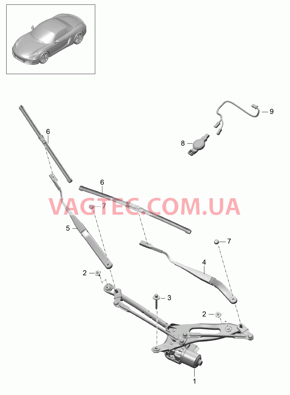 904-000 Стеклоочиститель, Датчик дождя для PORSCHE Boxster 2012-2016