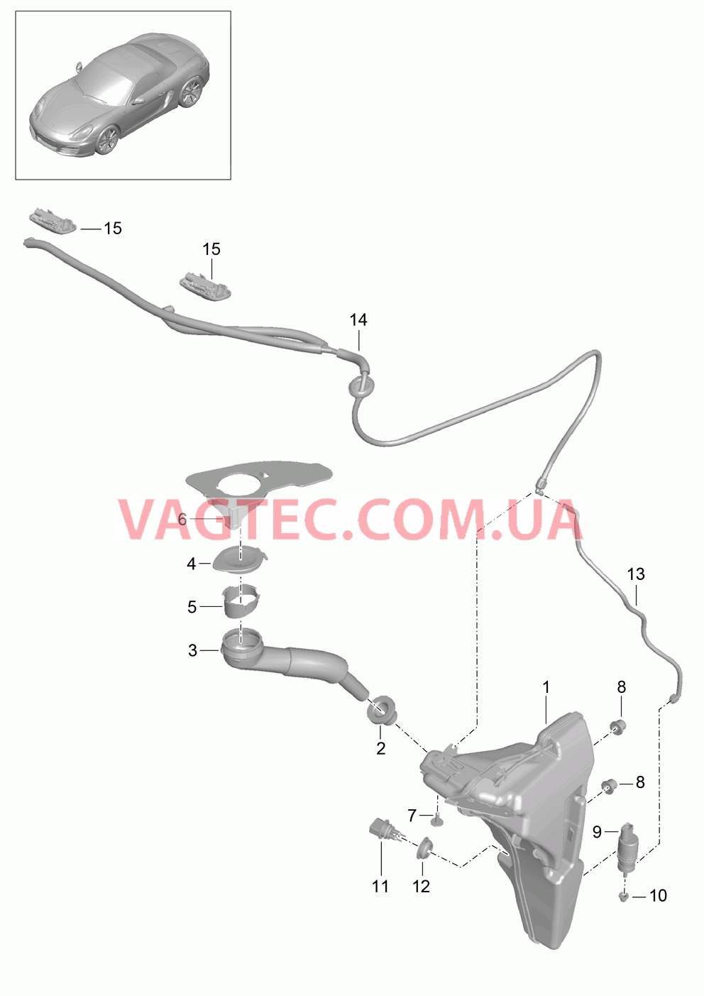 904-010 Стеклоомыватель для PORSCHE Boxster 2012-2016USA