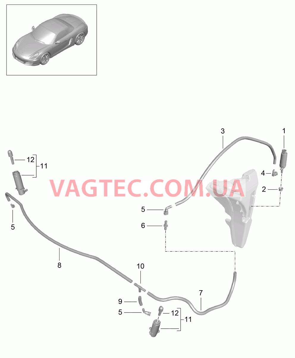 904-020 Система очистки фар
						
						I288 для PORSCHE Boxster 2012-2016USA