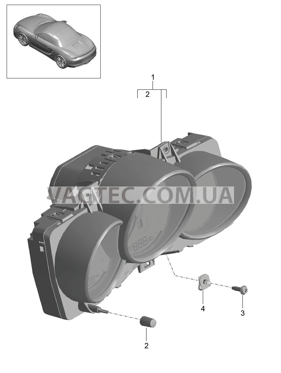 906-001 Инструменты, Циферблат, цветной для PORSCHE Boxster 2012-2016