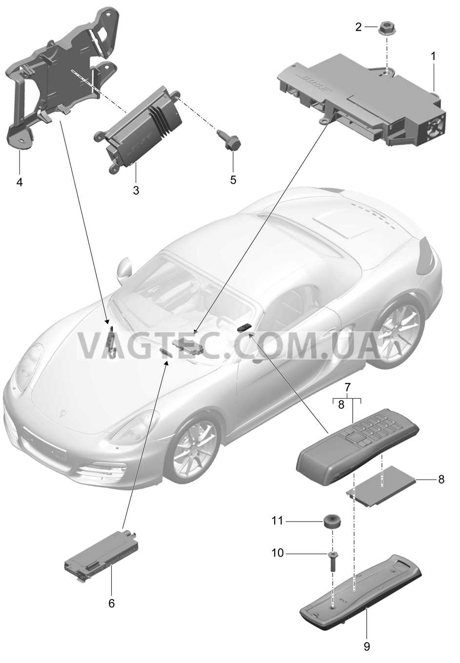 911-010 Усилитель, Телефон для PORSCHE Boxster 2012-2016