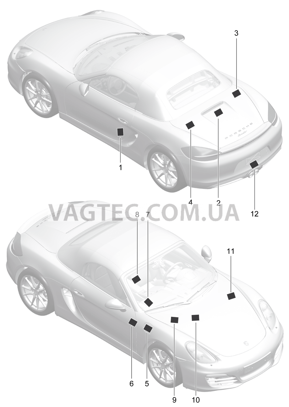 001-005 Наклейки для PORSCHE Boxster 2012-2016USA