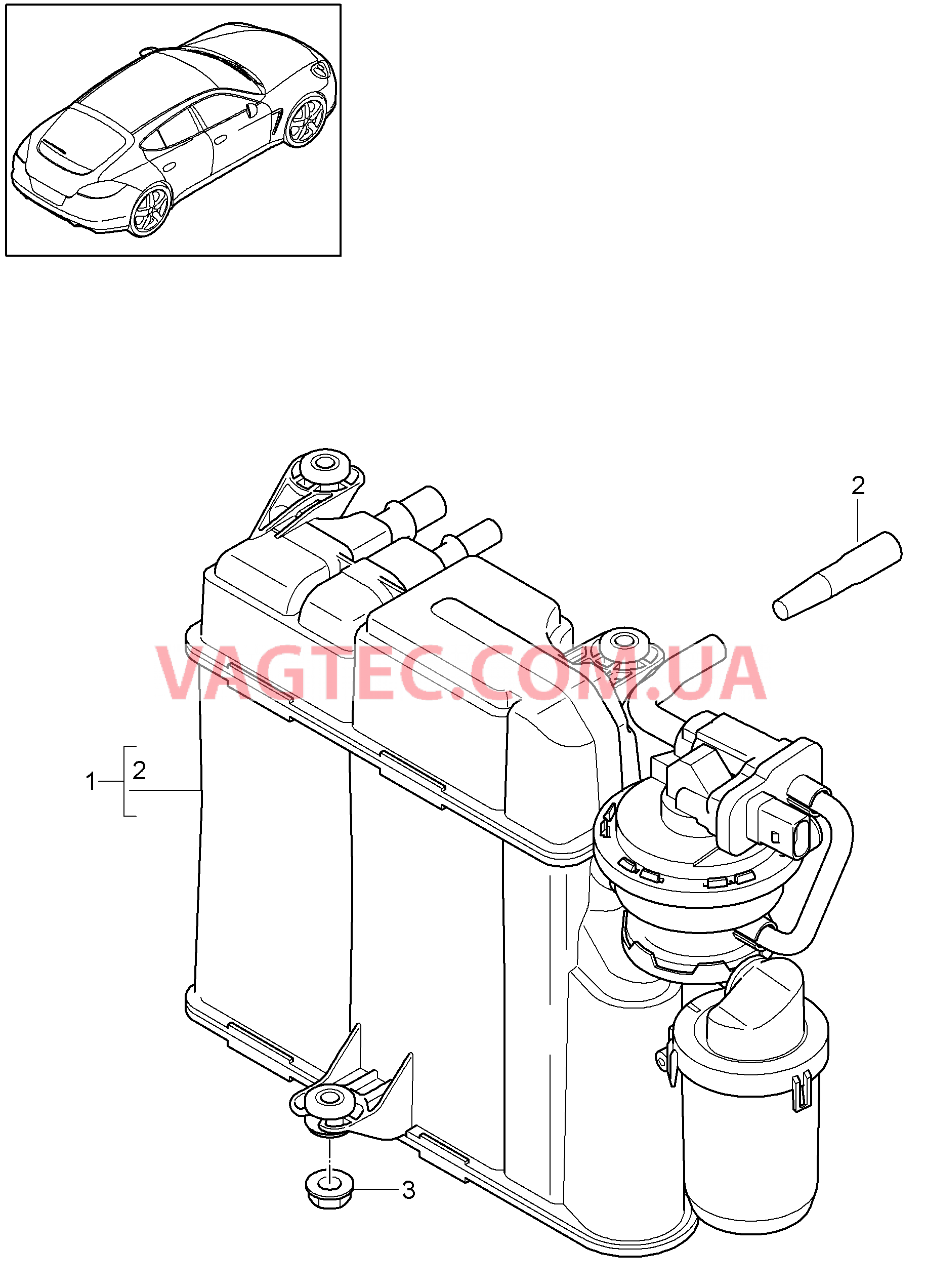 201-050 Резервуар с активир.углем
						
						M46.20/40, M48.20/40/70, I664, MCW.AA/BA/CA, MCW.DA, MCX.PA для PORSCHE Panamera 2010-2016USA