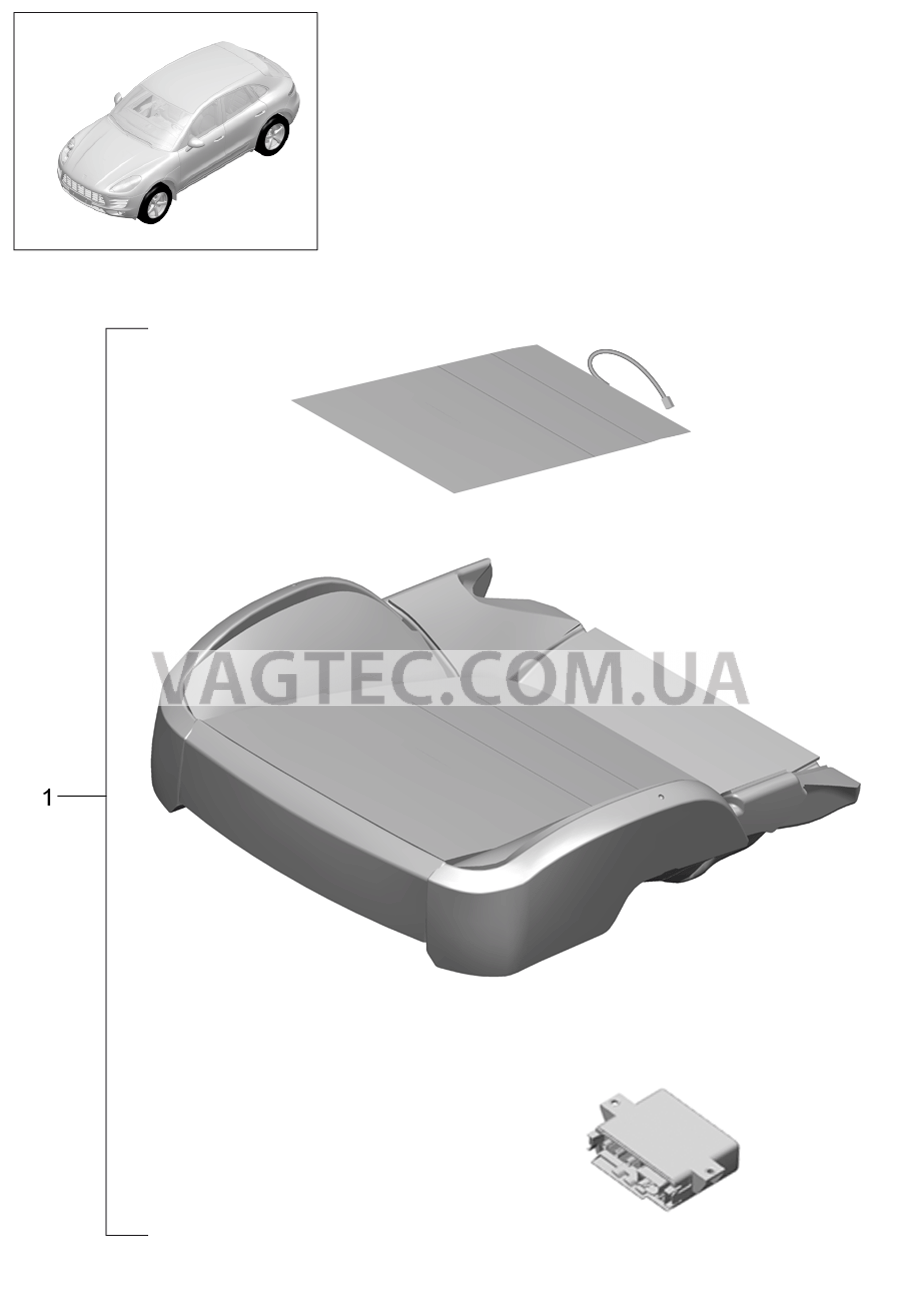817-017 Ремкомплект, Подушка сиденья, Датчик занятости сиденья, сторона пер.пасс. для PORSCHE Macan 2014-2017USA