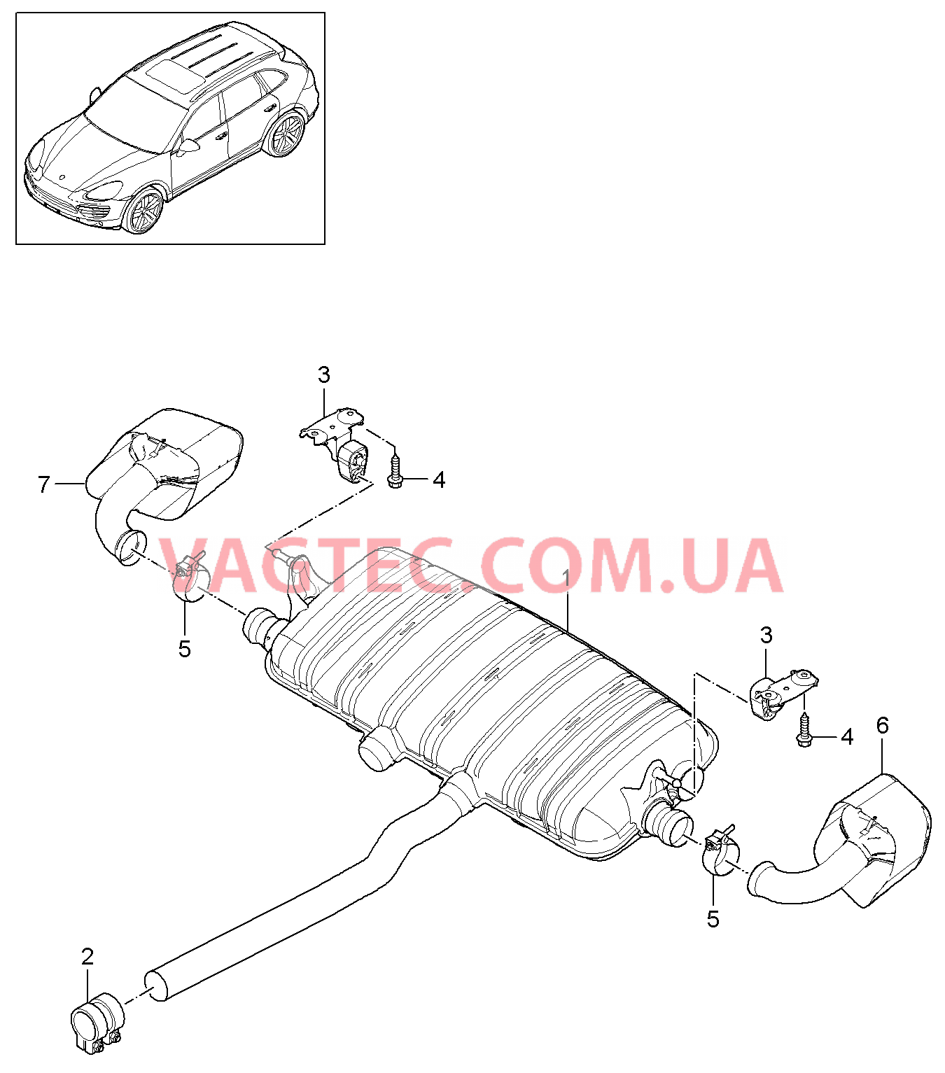 202-052 Выпускная система, Основной глушитель, Выпускная труба
						
						ID50/0P0/0P3, I0P6 для PORSCHE Cayenne 2011-2018USA