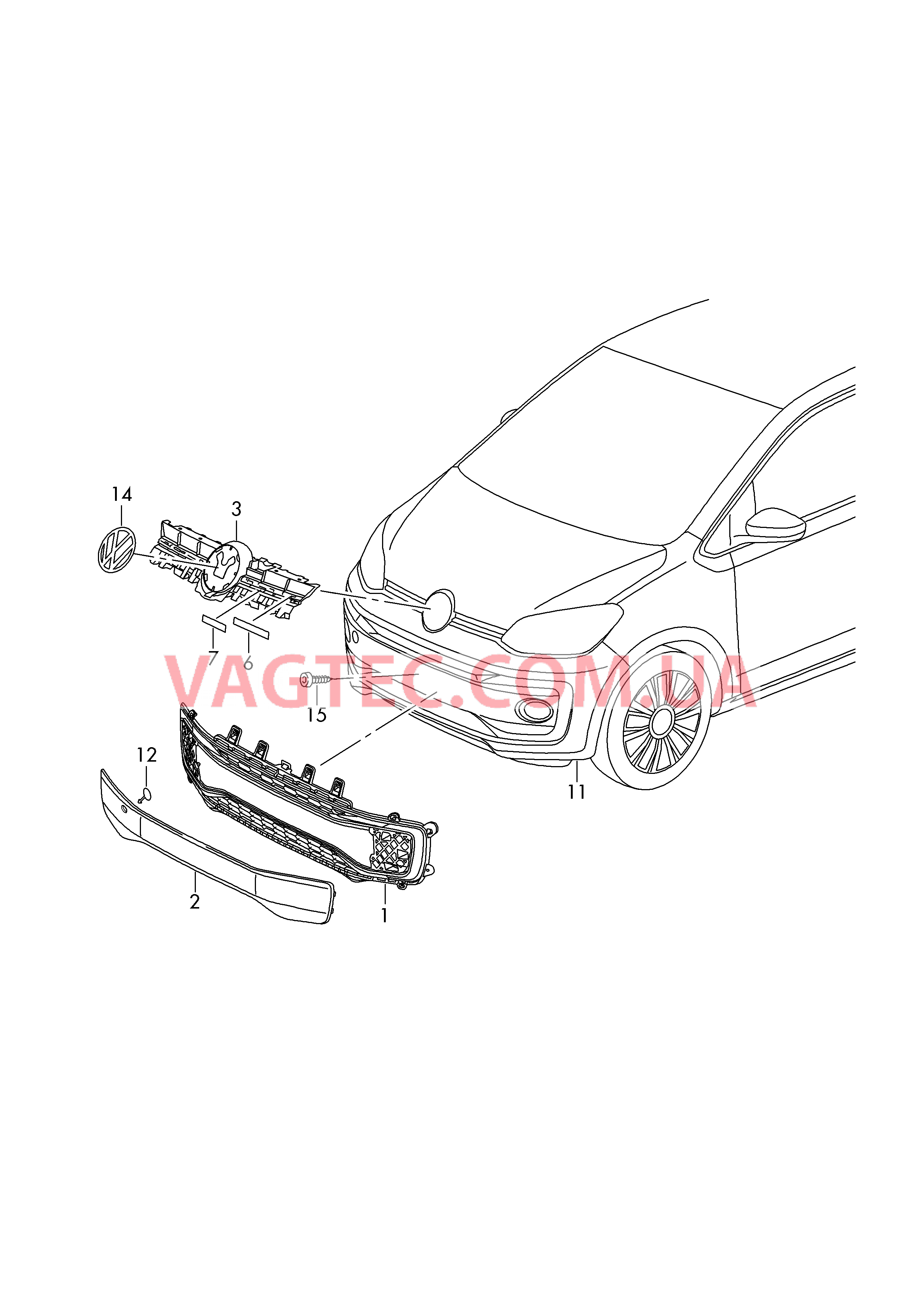 Pешетка радиатора Эмблема VW  для VOLKSWAGEN UP 2018-1