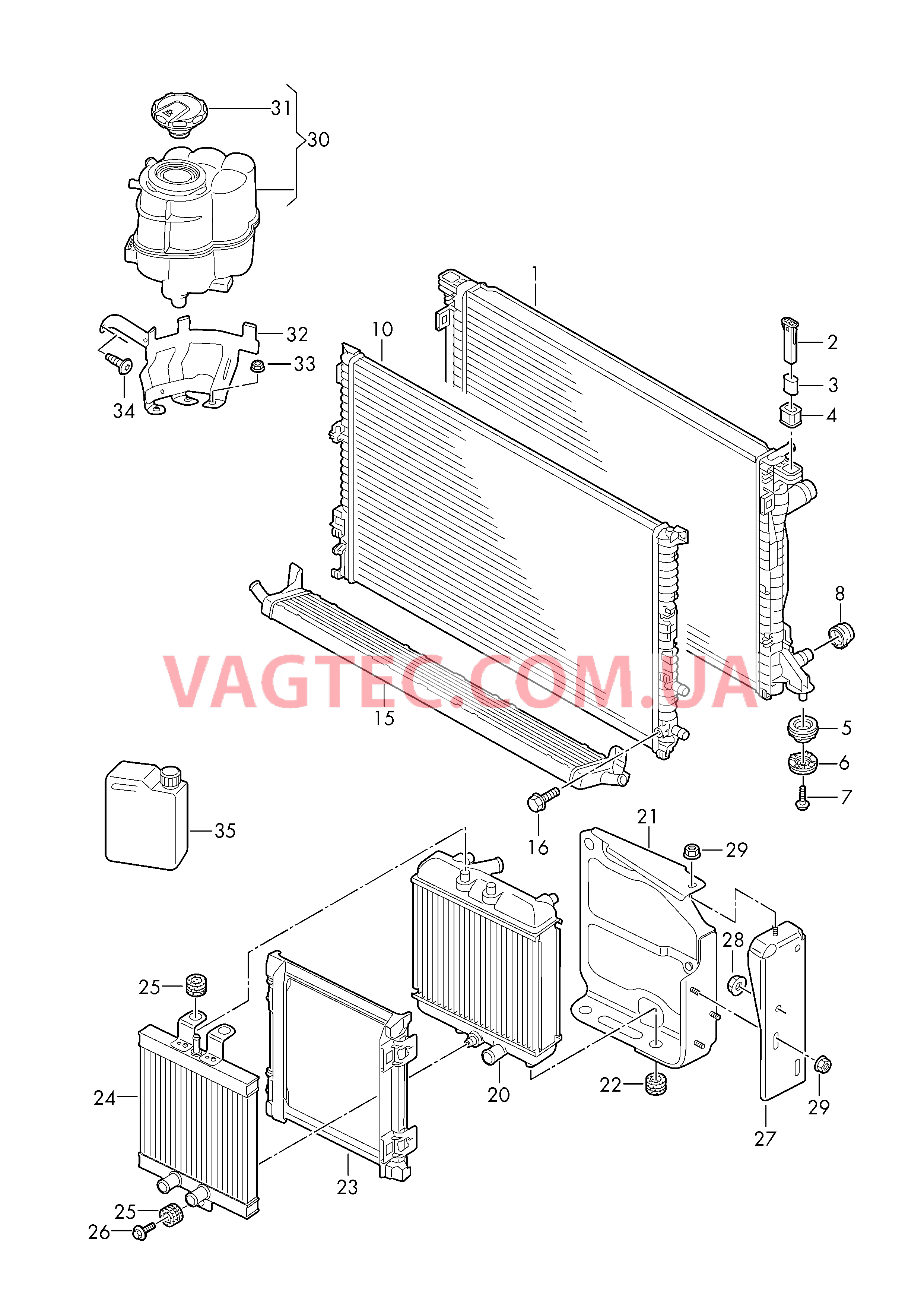 Радиатор охлаждающей жидкости Дополнительный радиатор ОЖ Бачок, компенсационный  для AUDI RS5 2018
