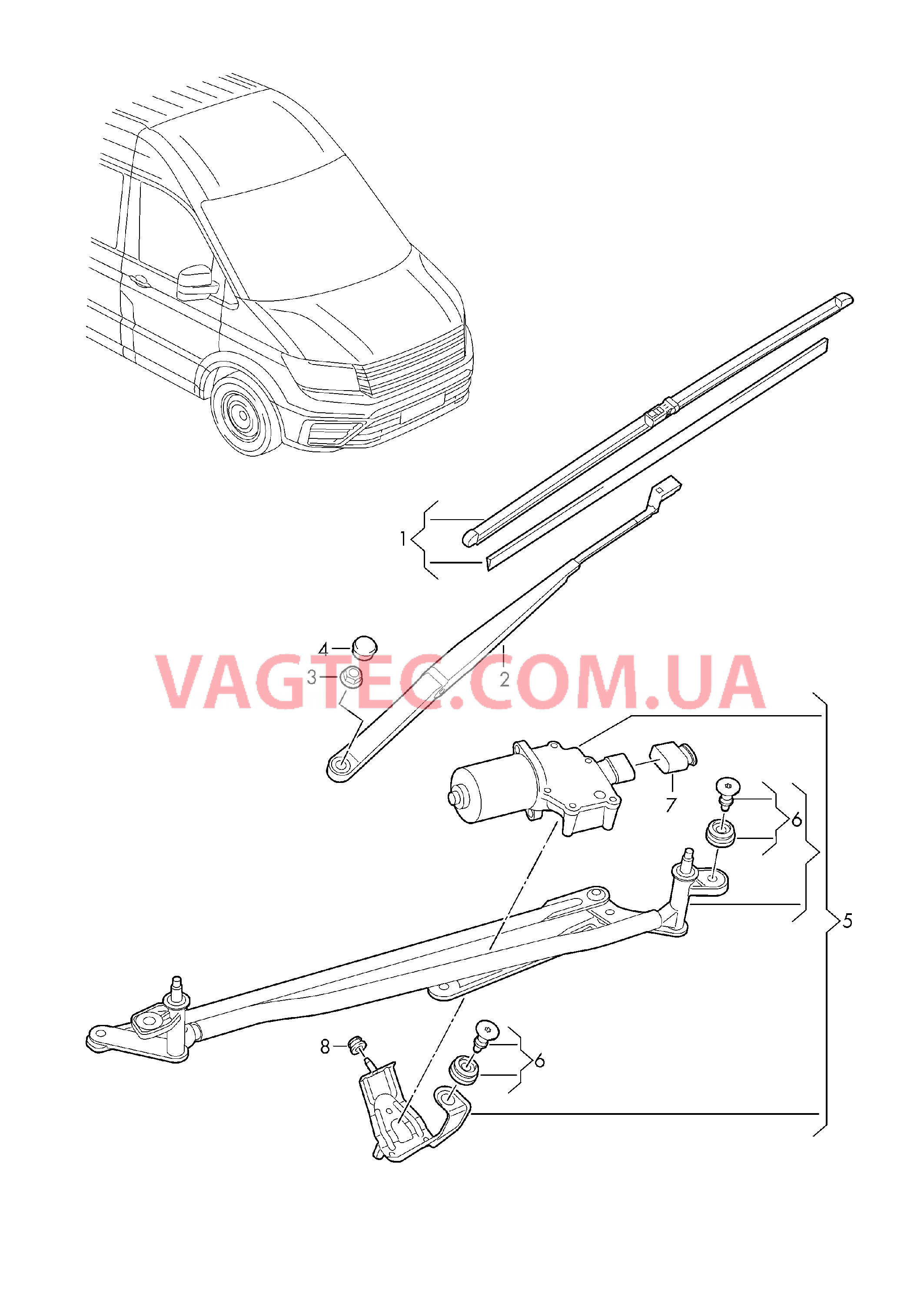 Cтеклоочиститель Крепление стеклоочистителя с электромотором  для VOLKSWAGEN Crafter 2018