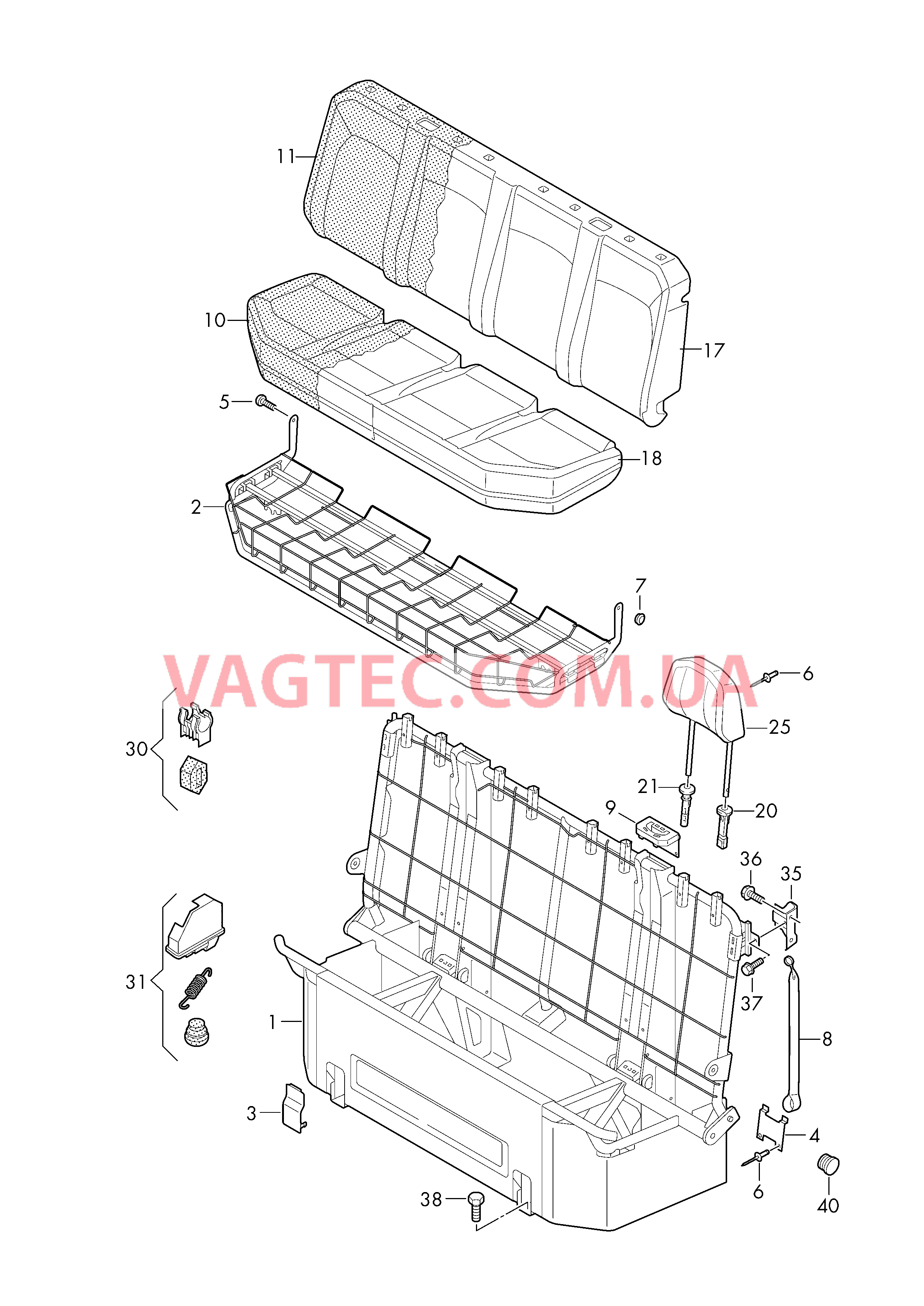 Подушка и спинка сиденья в салоне для пасс. в двойн. каб.  для VOLKSWAGEN Crafter 2018