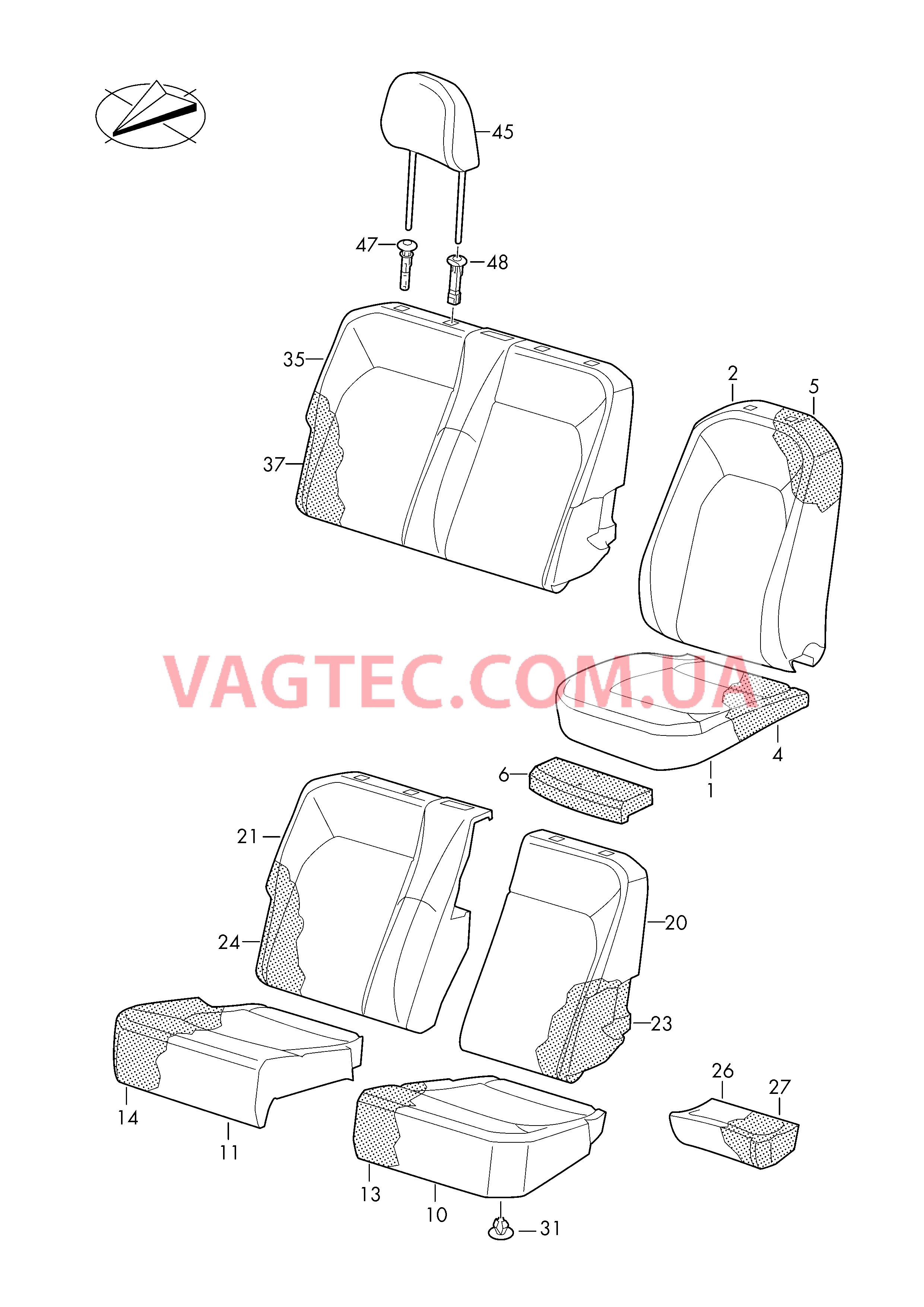 Обивка подушки и спинки сиден. Обивка сиденья и спинки Подголовник  для VOLKSWAGEN Crafter 2018